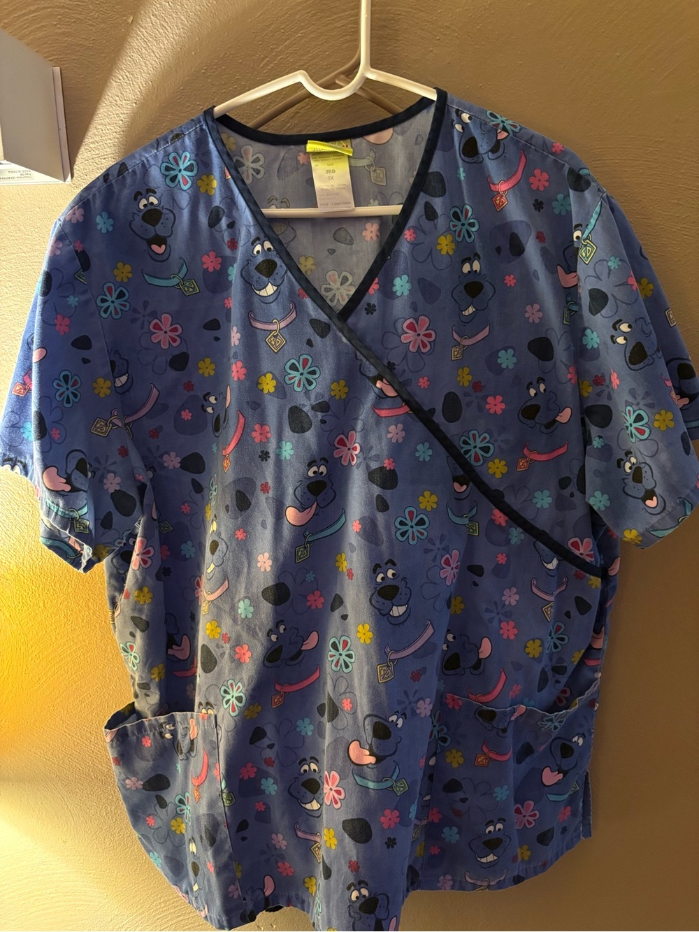 Women’s Blue Floral & Character Wide Leg Scrub Top